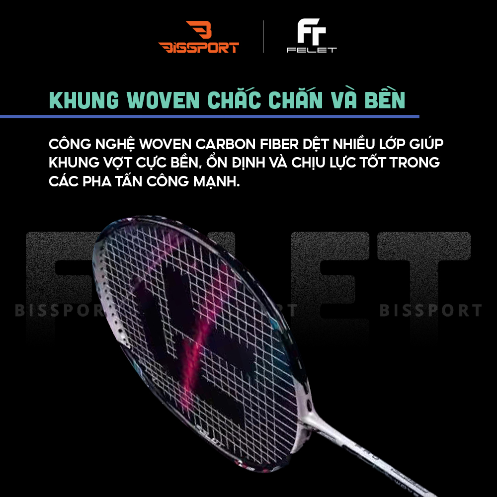 Vợt Cầu Lông Felet Woven Eighty 8 Chính Hãng – Đầm Tay, Kiểm Soát Tốt, Chất Woven Carbon Đặc Trưng